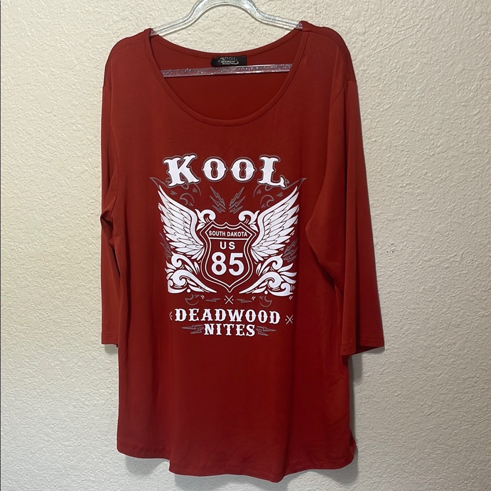 KOOL Deadwood Nights Women's Orangish Tee Shirt. Very Good Condition. Size 3X.
